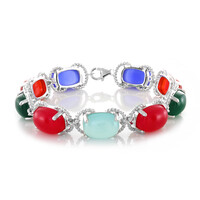 Zilveren armband met Blauwe chalcedonen
