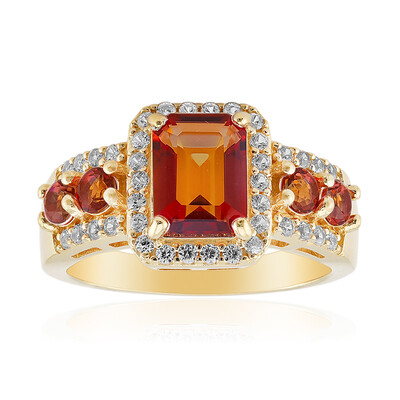 Zilveren ring met een avondrode mystieke-kwarts