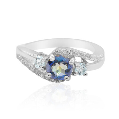 Zilveren ring met een blauwe mystieke kwarts