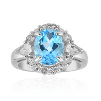 Zilveren ring met een Zwitsers-blauwe topaas