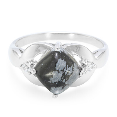 Zilveren ring met een sneeuwvlokken obsidiaan