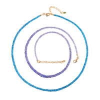 Zilveren set met neon blauwe apatieten