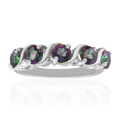 Zilveren ring met mystieke kwartskristallen