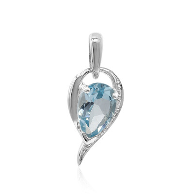 Zilveren hanger met een hemel-blauwe topaas