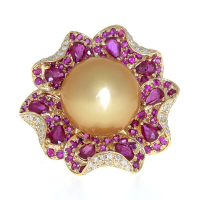 Gouden ring met een Gouden zoetwater kweekparel (CIRARI)