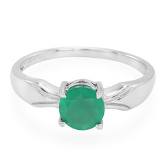 Zilveren ring met een groene chalcedoon
