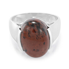 Zilveren herenring met een mahonie obsidiaan