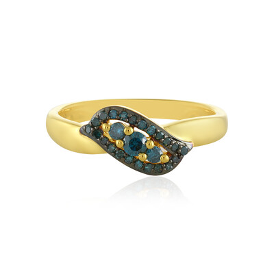 Zilveren ring met een I4 Blauwe Diamant