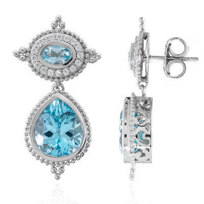 Zilveren oorbellen met hemel-blauwe topaasstenen (Dallas Prince Designs)