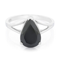Zilveren ring met een zwarte spinel