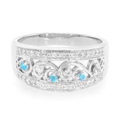 Zilveren ring met neon blauwe apatieten