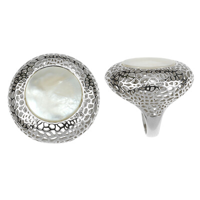 Zilveren ring met een parelmoer (dagen)