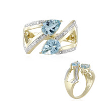 Gouden ring met Santa Maria-aquamarijnstenen (de Melo)