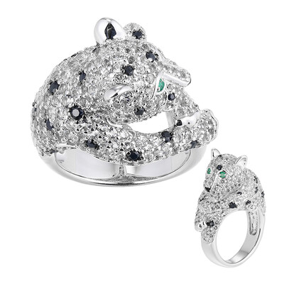 Zilveren ring met zwarte saffieren(Adela Silber)