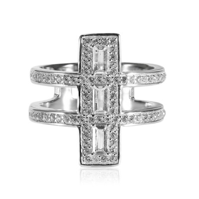 Zilveren ring met witte topaasstenen