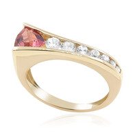 Gouden ring met een AAA Braziliaanse roze toermalijn (de Melo)