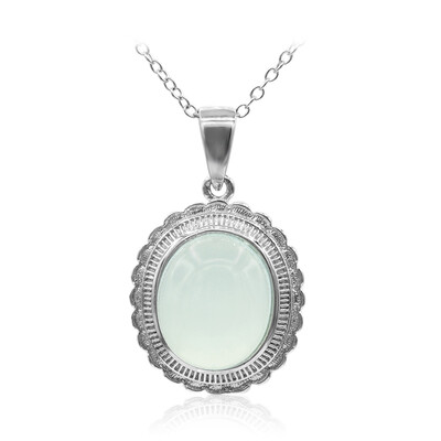 Zilveren halsketting met een Aqua Chalcedoon