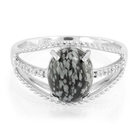 Zilveren ring met een sneeuwvlokken obsidiaan