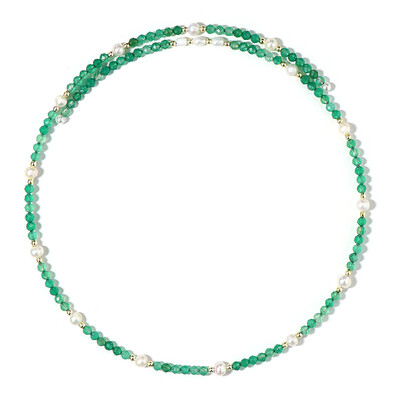 Stalen halsband met Witte zoetwater kweekparels (Riya)