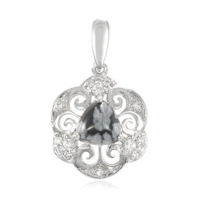 Zilveren hanger met een sneeuwvlokken obsidiaan