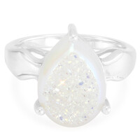 Zilveren ring met een parel-glinster glitterkwarts