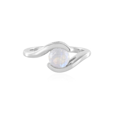 Zilveren ring met een regenboog maansteen