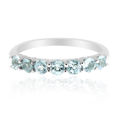 Zilveren ring met hemel-blauwe topaasstenen