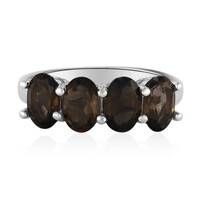 Zilveren ring met rookkwartskristallen