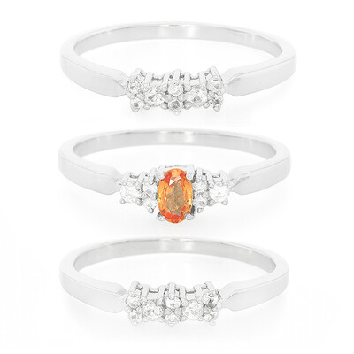 Zilveren ring met een Padparadscha saffier