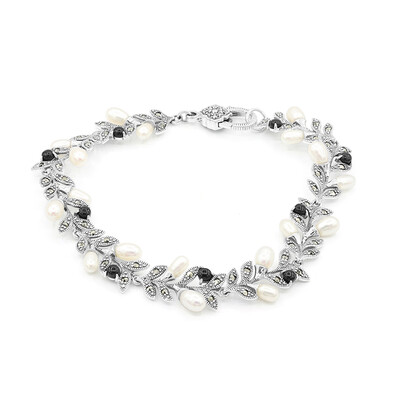 Zilveren armband met zoetwater kweekparels