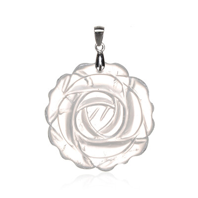 Zilveren hanger met een witte kwarts