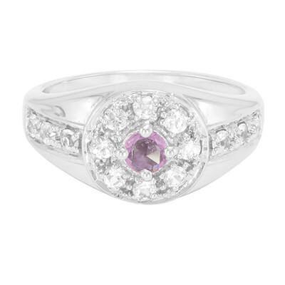 Zilveren ring met een Onverhitte Purper Saffier
