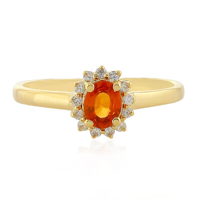 Zilveren ring met een avondrode saffier