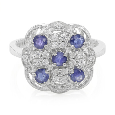 Zilveren ring met Kanchanaburi saffieren