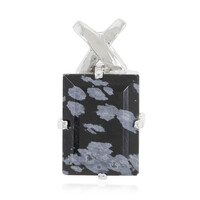 Zilveren hanger met een sneeuwvlokken obsidiaan