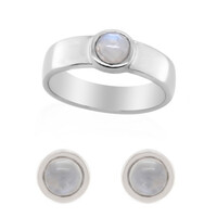 Zilveren ring met regenboog maanstenen