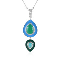 Zilveren halsketting met een Groene onyx (Dallas Prince Designs)