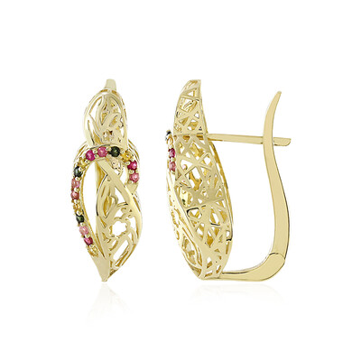Gouden oorbellen met roze toermalijnen (Ornaments by de Melo)