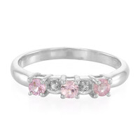Zilveren ring met roze saffieren