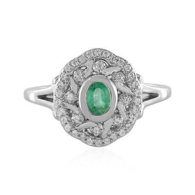 Zilveren ring met een Colombiaanse smaragd