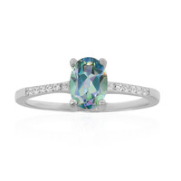 Zilveren ring met een Blauwgroene Mystieke Topaas