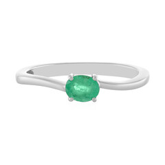 Zilveren ring met een Colombiaanse smaragd
