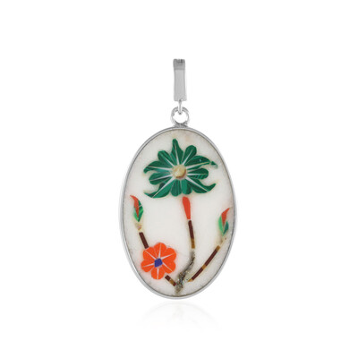 Zilveren hanger met een Wit Marmer