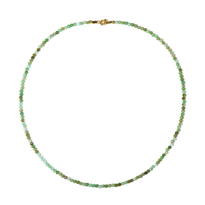 Zilveren halsketting met chrysopraasstenen