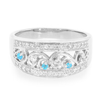 Zilveren ring met neon blauwe apatieten