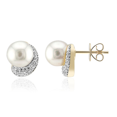 Gouden oorbellen met witte zuidzee parels (Michelle Albala)