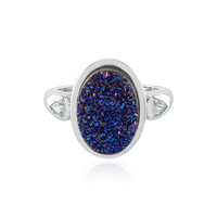 Zilveren ring met een Blauwe Glitter Agaat