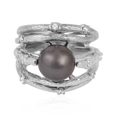 Zilveren ring met een Tahiti parel (TPC)