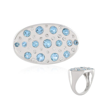 Zilveren ring met Zwitsers-blauwe topaasstenen (de Melo)