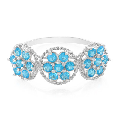 Zilveren ring met neon blauwe apatieten